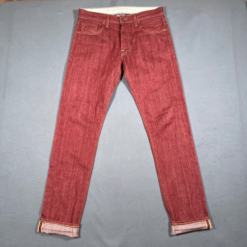 Civilianaire Japanese Selvage Denim Jeans Mens Size 29x34 Red‎ Slim Made in USA